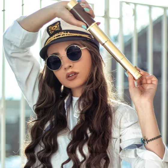 Lentes De Sol Hombre Y Mujer Polarizados Redondos Steampunk Armazón Dorado Joopin Negro