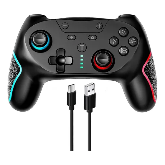 Control Inalámbrico Gamepad Y Joystick Wireless Controller Rooftop Rt-cw01 Pro Negro Con Bluetooth  Y Batería Incorporada De 1000 mAh Para Nintendo Switch