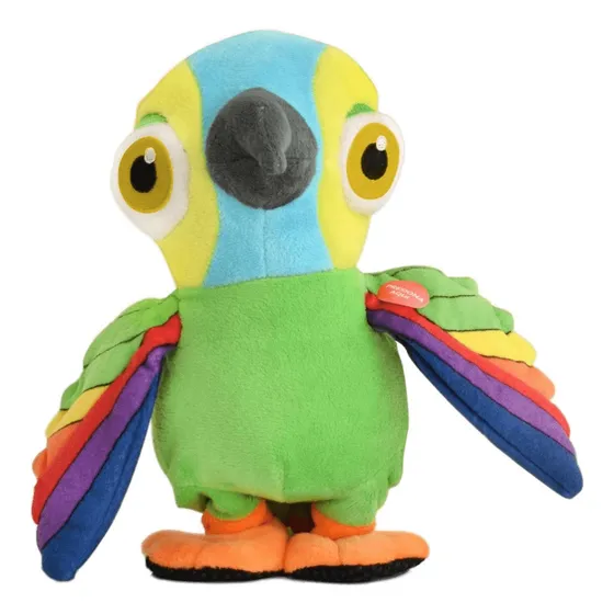 Peluche Loro Lorito Pepe La Granja de Zenón verde, celeste y amarillo tamaño mediano