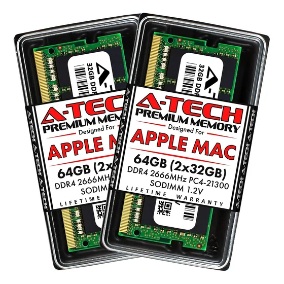 Memórias Ram A-tech, 2 X 32 Gb, Ddr4 2666/67mhz, Para Mac