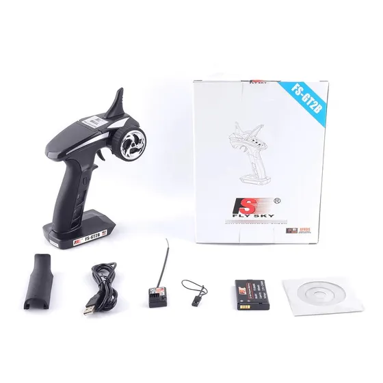 Rádio Controle Fs Gt2b 3ch Com Bater Flysky Automodelo Barco