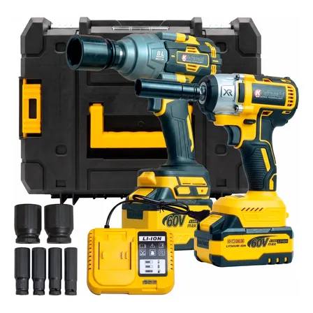 Kit Chave De Impacto A Bateria 60v 3/4 E 1/2 Pol K Nakasaki Azul-aço 127/220v 50hz / 60hz