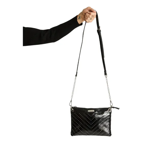 Cartera Con Tachas Y Cadena Negro Accesorios Moda Mujer Negro