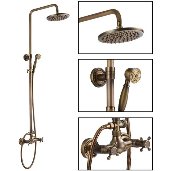 Regadera Baño Columna Expuesta Ducha Mano Bronce Antiguo