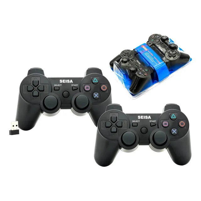 Joystick Pc Inalambrico Doble 2 En 1 Vibracion Gamepad 2.4g Color Negro