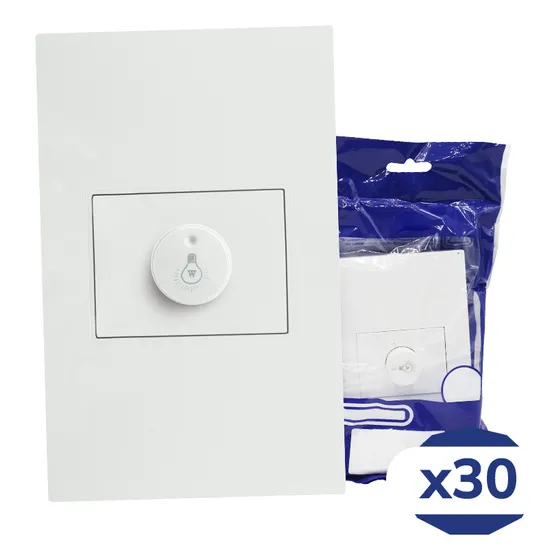 Placa Contacto Atenuador Iluminación 100w 127vca Pc Blanco Corte Recto 75x118mm Premium Artlite Apl-211 Paquete X30 Piezas