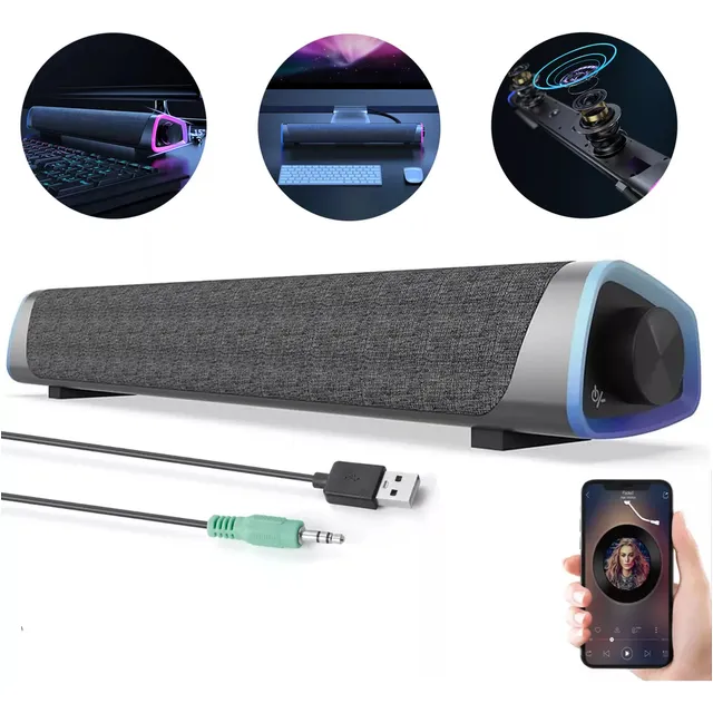 Bocina Subwoofer Bluetooth Portátil Led Para Computadora