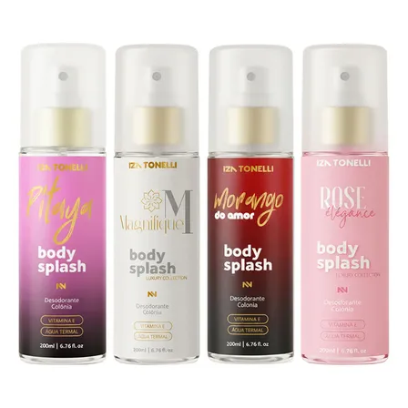 Kit 4 Body Splash Feminino Perfume 200ml Desodorante Colônia Corporal Alta Fixação Para Dia & Noite