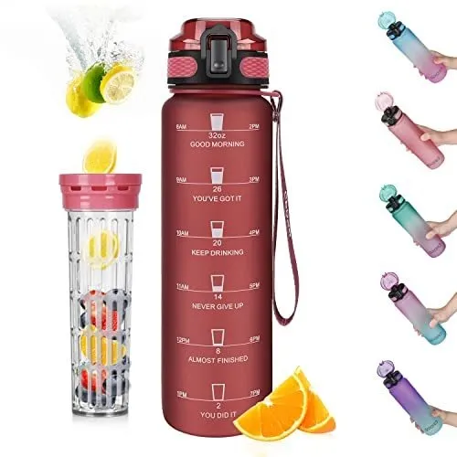 Opard 32oz Botella De Agua Deportiva Con Marcador De 2vxtg