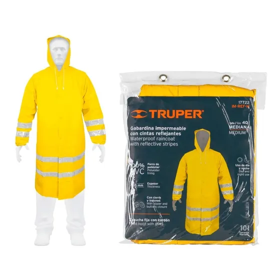 Gabardina Impermeable Reflejante Mediana, Truper 17722
