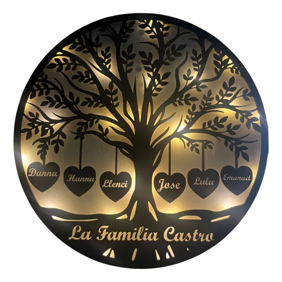 Cuadro Árbol De La Vida Familiar Con Luz Personalizado
