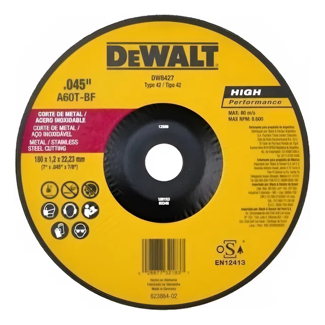 Disco Corte Metal Delgado 7 Pulgadas Dewalt Dw8427