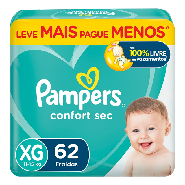Fralda Pampers Confort Sec Xg 62 Unidades Fralda Pampers Confort Sec Xg 62 Unidades