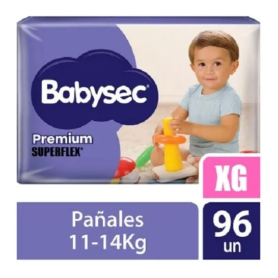 Pañales Babysec Premium sin género XGPañales Babysec Premium sin género XG x 96 unidades