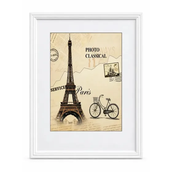 Marco Para Fotos 50x70 Cm Blanco Decorativo MDF Con Mica Acrílica, Portarretrato Para Pared, Cuadros Modernos, Moldura Elegante Para Living Dormitorio Oficina, Vertical Horizontal