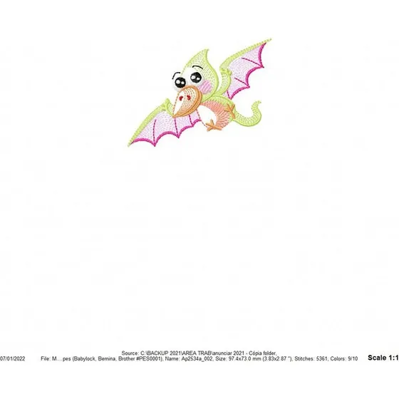 Matriz Bordado Znb6393 Dinossauro Baby