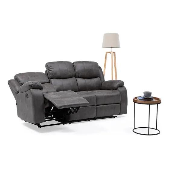 Sillon Isabel: Reclinable Con Posavasos De Aluminio Color Gris oscuro Diseño de la tela Sin diseño