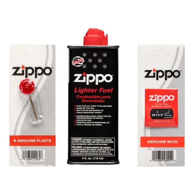Zippo Kit Combustible + Mecha + Piedra Blanco