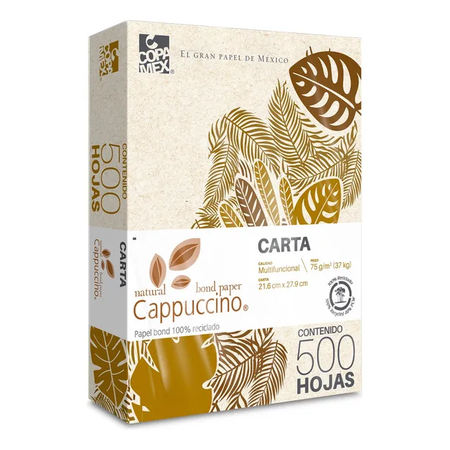 Papel Bond Tamaño Carta Cappuccino Reciclado 500 Hojas