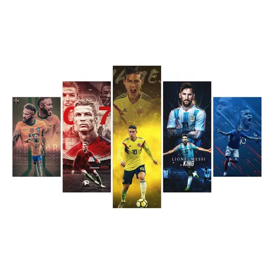 Cuadro Decorativo Futbol James, Messi, Cr7, Neymar, Mbappé