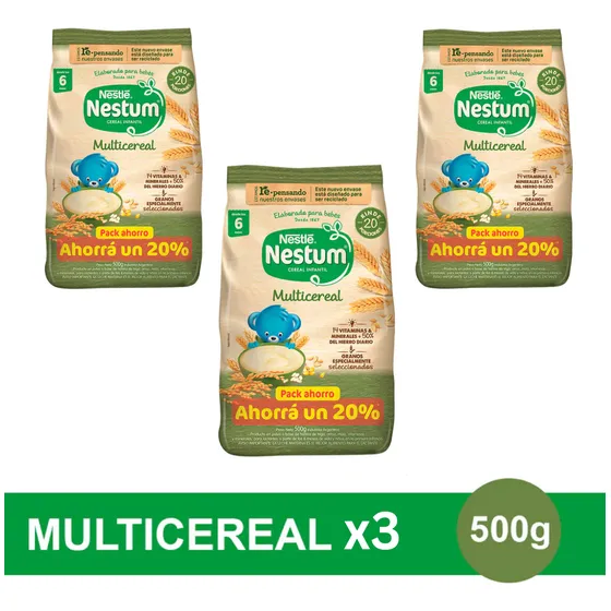 Nestum Cereal Infantil Multicereal 500gr X 3 Unidades