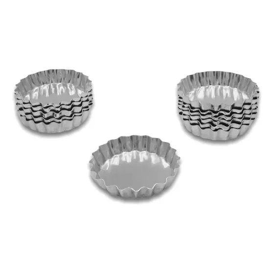 Forminha Crespa Torta De Maça 7cm - 12 Cor Prateado