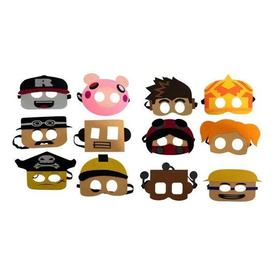 Pack 12 Máscaras Cumpleaños Roblox Material Fieltro Calidad