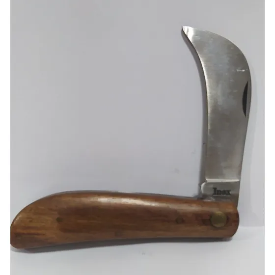 Navaja Inox Mango Madera Para Electricista Y Cablista