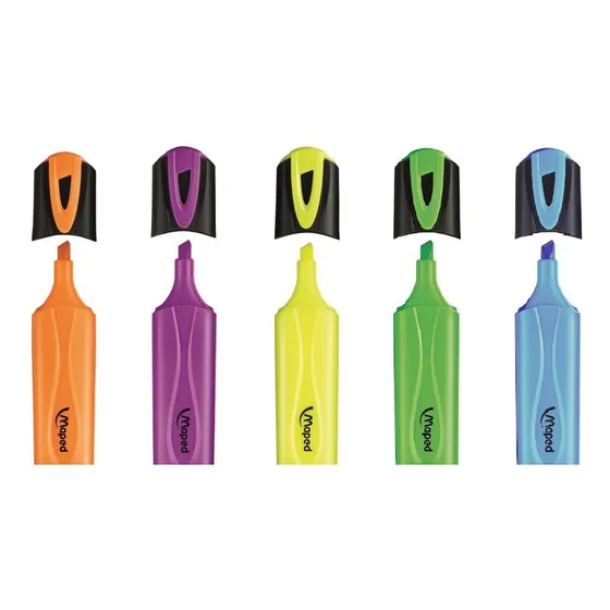 Pack 5 Marcadoes Destacadores Maped Fluor Neón