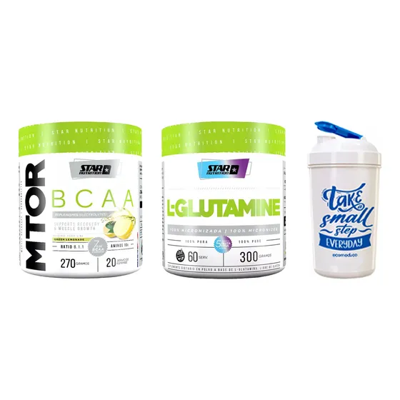 Star Nutrition Combo Mtor Bcaa X270 Gr Green Lemonade + Glutamina X300 Gr + Shake