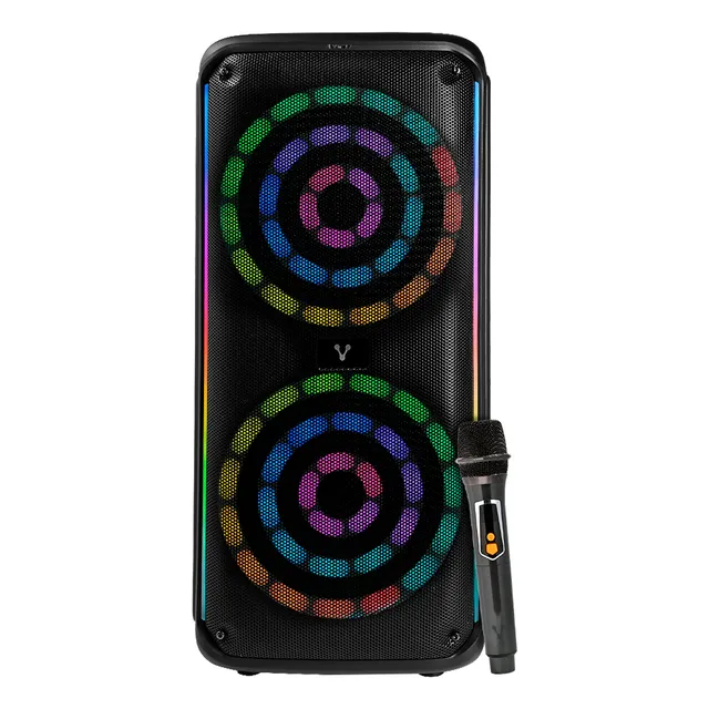 Vorago KSP-503 Bocina Karaoke - Bluetooth 5.3, Iluminación RGB, Micrófono Inalámbrico, Tecnología DSP, Modo TWS, 60W Potencia, USB, Micro SD, AUX, Radio FM, Ideal para Fiestas y Eventos