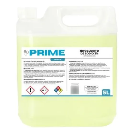 Hipoclorito De Sodio 3% 5 Litros Prime