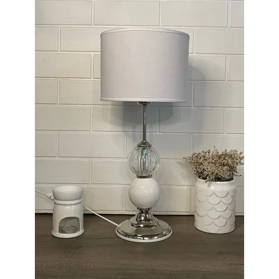 Velador Moderno Bocha Vidrio Y Ceramica