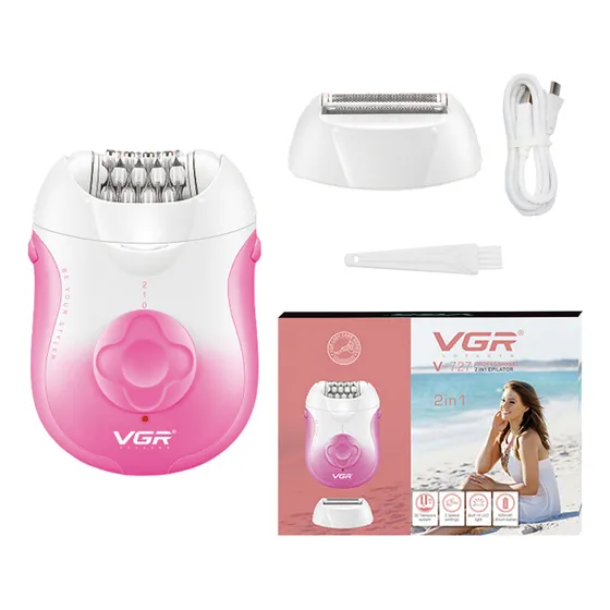 Depiladora Eléctrica Mujer Facial Corporal 2 en 1 VGR V-727 Color Blanco y Rosa