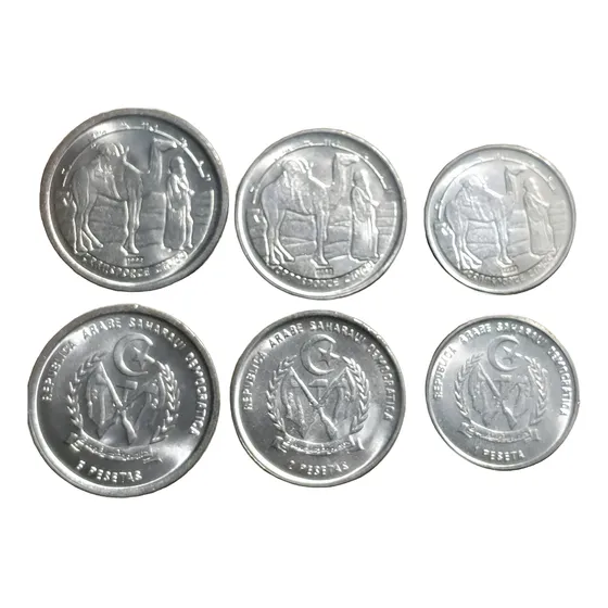 Saharaui Set 3 Monedas 1,2,5 Pesetas 1992 Africa Nuevo
