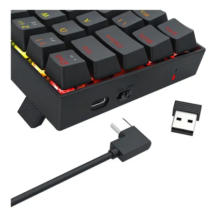 Teclado Gamer Redragon Deimos Rgb Preto 70% Compacto Português Brasil
