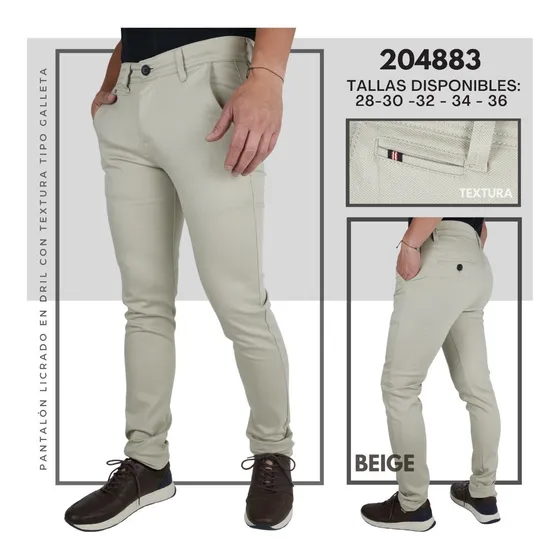 Pantalon Dril Licrado Hombre En Tela Galleta