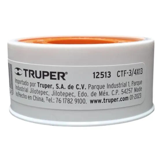 Teflón 3/4 X 13mts, Marca Truper X2, 12513.
