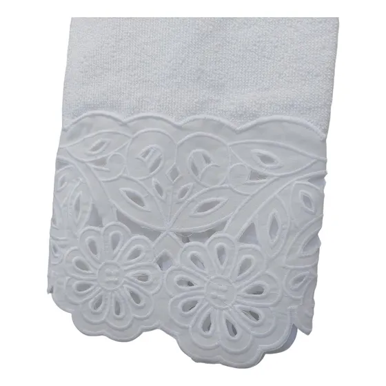 Toalha Lavabo Bordada Renda Richelieu Branca Ceará Kit Com 2 Cor Branco Bordado Richelieu