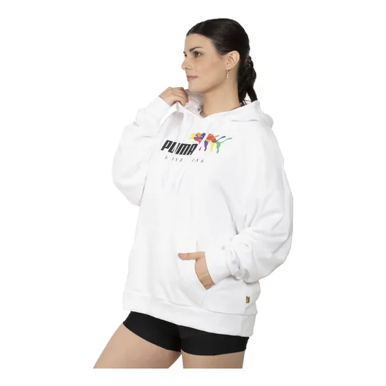Buzo Puma Essentials+ Love Wins Sportstyle Mujer Moda Blanco