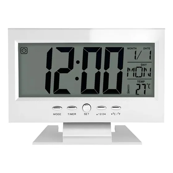 Reloj Despertador Lcd Escritorio Luz Temperatura Calendario 
