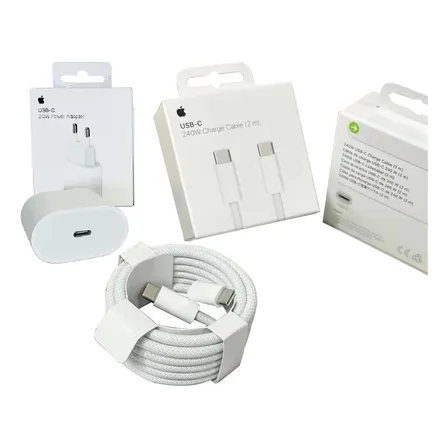 Carregador Completo iPhone 15 Original Apple Usb-c 240w (2m) Branco