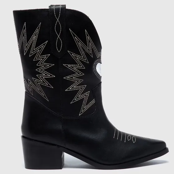 Bota Vaquera Mujer Cuero Americanino Towest Ne Black