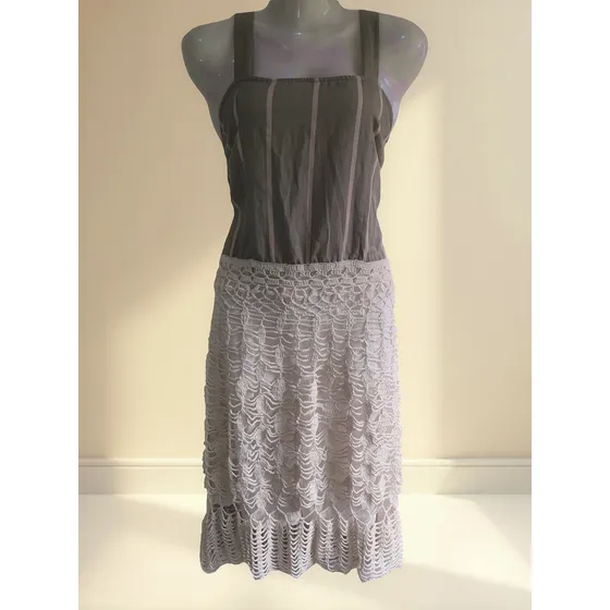 Vestido Dama,lino Y Crochet Combinado.nuevo.tl.artesanal.