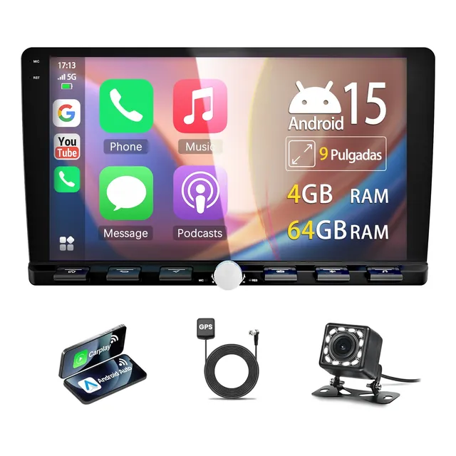 Estéreo Android 4+64gb Carplay 9'' Pantalla Mirrorlink Gps
