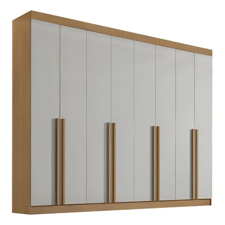 Guarda-roupa Casal D'doro Móveis 8 Portas Cinamomo/off White Mdf