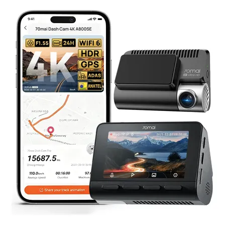 Câmera Veicular 4k 70mai 3'' Hdr Gps A800se Adas Wifi App 24 4k A800se