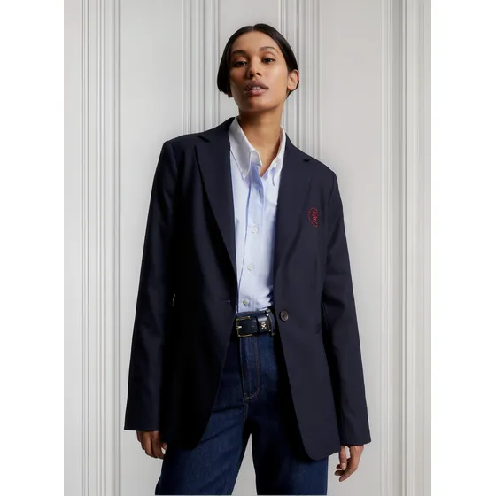 Americana Con Monograma Th Estilo Sello Mujer Azul Tommy Hilfiger