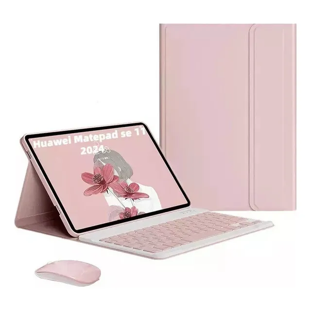 Funda Con Teclado+ratón Para Huawei Matepad Se 11'' 2024 Ñ Color Rosa