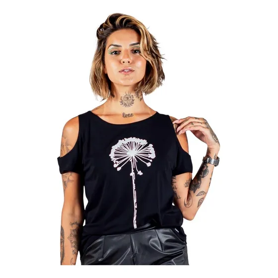 Blusa Camisa Dente De Leão Preto